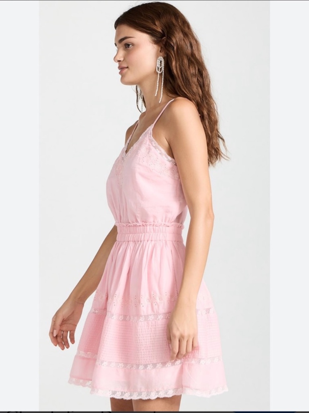 LoveShackFancy Pink Eyelet Tiered Sundress